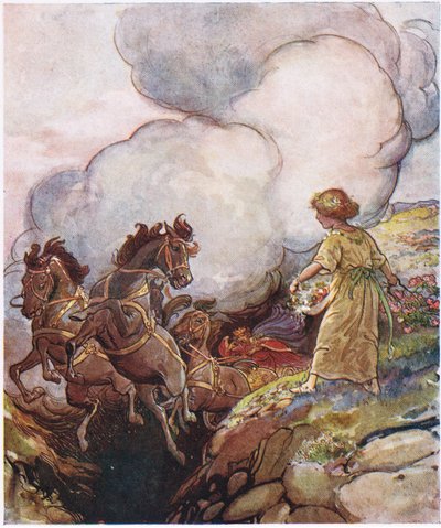 The Pomegranate Seeds: She ran down a team of four sable horses, with a splendid golden chariot by George Soper